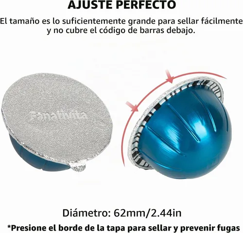 Vista 4 de Fanativita Tapas de sello de papel de aluminio universal para cápsulas Nespresso Vertuo, compatibles con cápsulas reutilizables Nespresso Vertuo