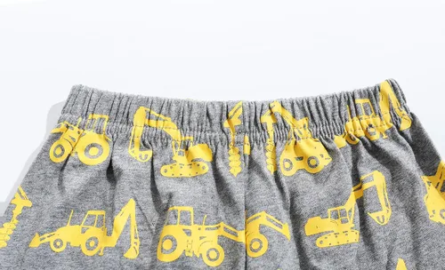 Vista 5 de Little Hand Pijamas de dinosaurio para niños pequeños, pijamas de verano con diseño de camión y excavadora, conjuntos cortos de 2 a 7 años
