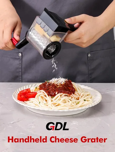 Vista 8 de GDL Rallador de queso con asa, rallador de queso parmesano compacto para cocina, apto para lavavajillas, rallador de parmesano con hoja de acero