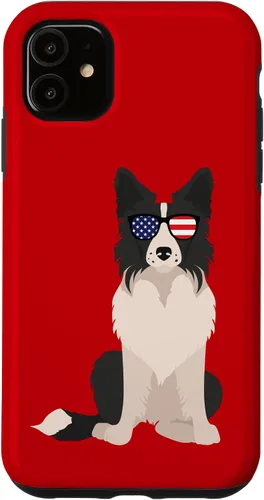 Vista 8 de Border Collie July 4th Patriotic American Sunglasses Dog Case for iPhone 16