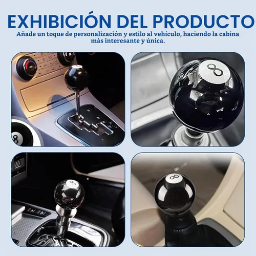Vista 6 de Mango de palanca de cambios para automóvil, bola de billar de 2.16 pulgadas, perilla de palanca de cambios manual en forma de 8 con adaptadores