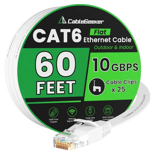 Vista 10 de Cable Ethernet Cat 6 de 10 pies, paquete de 2 unidades, para interiores y exteriores, red de Internet de 10 Gbps de alta velocidad, cable Ethernet