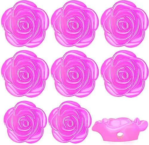 Vista 13 de 100 cuentas espaciadoras de rosas de plástico ABS con forma de flor de rosa, cuentas de rosas lindas, accesorios para adornos para manualidades, Azul
