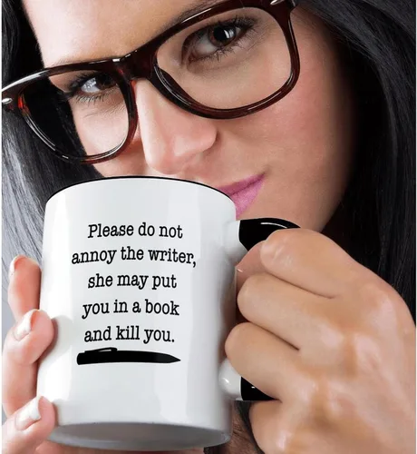 Vista 2 de 3dRose Taza "Please Do Not Annoy The Writer Black", 11 onzas, color negro