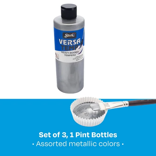 Vista 8 de Conjunto de témperas Sax 1440731 Versatemp, botellas de una pinta, colores metálicos surtidos (pack de 3)