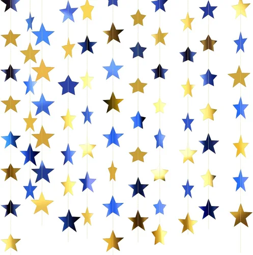 Vista 32 de Patelai Guirnalda de estrellas con purpurina 2026, decoración de graduación de 130 pies, pancarta colgante de estrella para fiesta, cumpleaños
