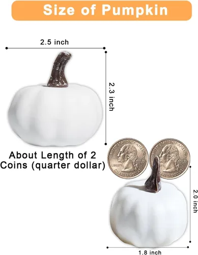 Vista 3 de vensovo Mini calabazas de plástico blancas de varios tamaños, 30 piezas surtidas de calabazas de espuma artificial, ideal para rellenar jarrones