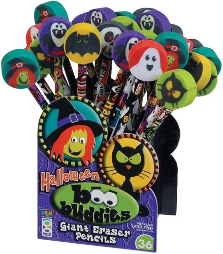 Vista 4 de Geddes - Plumas de Halloween surtidas con borrador gigante en la punta. 36