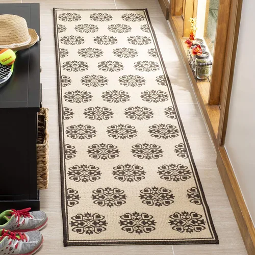 Vista 13 de SAFAVIEH Alfombra lavable al aire libre Linden Collection – 6 pies 7 pulgadas, cuadrada, aguamarina y crema, no desprende pelusa y fácil de limpiar