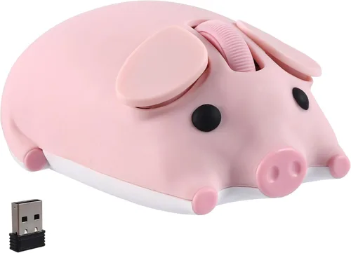 Vista 10 de Ratón inalámbrico Bluetooth con forma de cerdo de animal lindo 2.4G y Bluetooth Ratones de computadora de modo dual con receptor USB, portátil