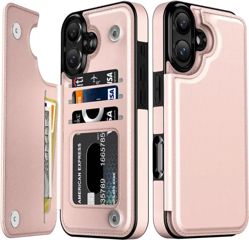 Vista 169 de LETO para iPhone 15 Pro Funda tipo cartera - Tapa tipo folio con patada - Diseños de moda - Tarjetero - Funda protectora para mujeres y niñas - 6.1