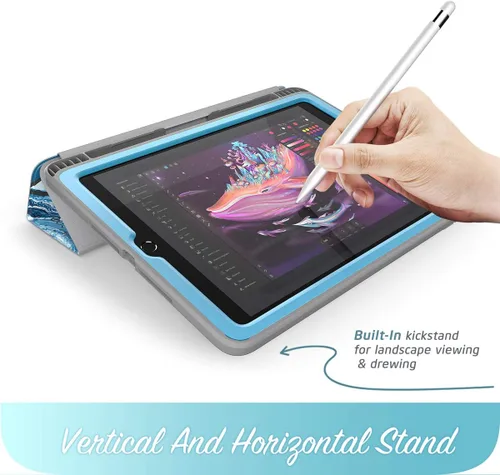Vista 2 de i-Blason Funda para iPad de 6ª generación, iPad 9.7 2018/2017, [protector de pantalla integrado] cubierta inteligente de cuerpo completo triple