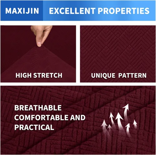 Vista 38 de MAXIJIN 2 piezas de fundas para silla con brazos, funda para silla de sofá para sala de estar, funda elástica para perros para una silla con 1 cojín