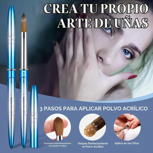 Vista 5 de Pincel para uñas acrílicas tamaño 16, pinceles de arte de uñas 100% puro Kolinsky de KEMEISI con mango resistente, forma ovalada, herramientas