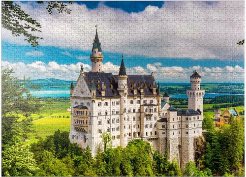 Vista 9 de MyPuzzle Neuschwanstein Castle On A Summer Day in Germany - Rompecabezas prémium de 100 piezas para adultos