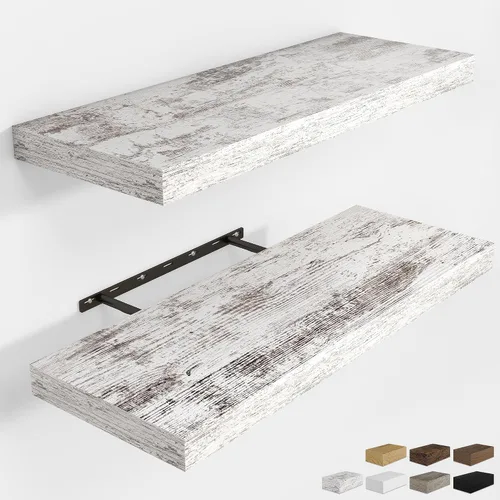 Vista 92 de RICHFOCUS Estantes flotantes de 8 pulgadas para estantes cuadrados de pared para dormitorio, cocina, baño, estante flotante de madera rústica