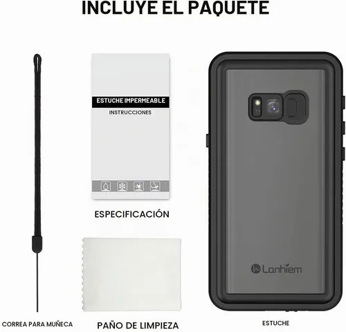 Vista 8 de Lanhiem Funda para Samsung Galaxy S8, IP68 impermeable a prueba de polvo con protector de pantalla integrado, resistente a prueba de golpes