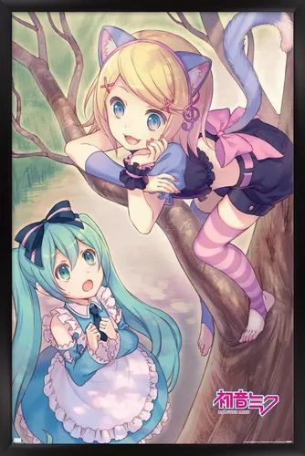 Vista 8 de Trends International Hatsune Miku - Póster de pared de Hatsune y Kagamine Versión enmarcada Barnwood