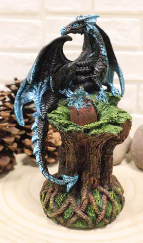 Vista 8 de Ebros Blue Midnight Dragon Mother Guarding Huevo translúcido con luz nocturna LED, figura como Calabozos y Dragones, decoración de fantasía