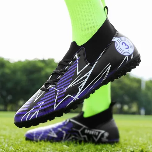 Vista 4 de zcdyn Zapatos de fútbol unisex para niños grandes Fgag de caña alta, zapatos de fútbol para jóvenes, entrenamiento profesional, césped, botas