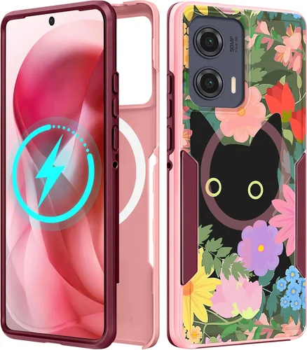 Vista 184 de Funda para Moto G 5G 2024 – Compatible con MagSafe para mujeres y niñas, bonita funda protectora magnética para teléfono, diseño femenino Kawaii