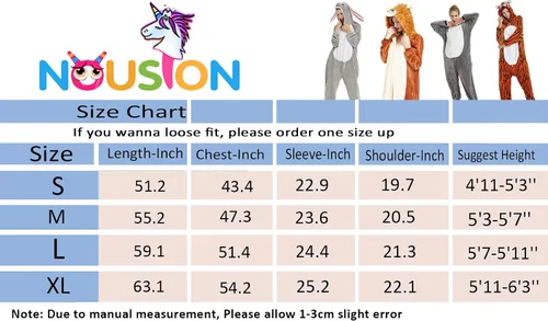 Vista 5 de Nousion Licorne Unisex Adult Onesies Pajamas, Cosplay Christmas Sleepwear Onesies Outfit