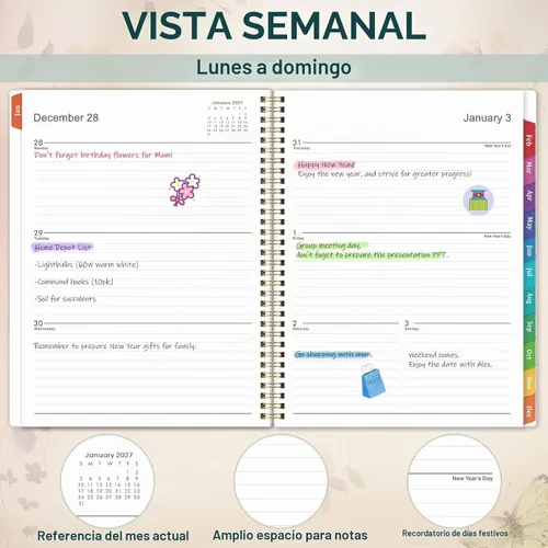 Vista 4 de 2027 Planner - 2027 Weekly and Monthly Planner, Jan 2027 - Dec 2027