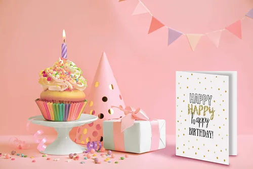 Vista 4 de Better Office Products Tarjetas de feliz cumpleaños, paquete de 100, 4 x 6 pulgadas, 4 diseños de cubierta, interior en blanco, con sobres, elegante