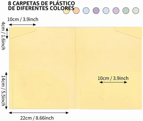 Vista 4 de EOOUT 24 carpetas de plástico con bolsillos, carpetas de bolsillo resistentes, carpetas de archivos de 2 bolsillos con 2 soportes para tarjetas