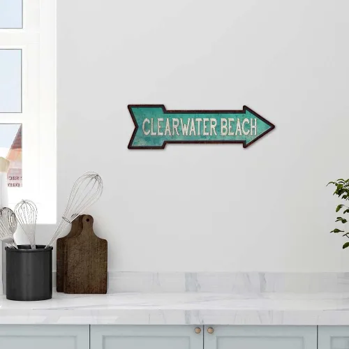 Vista 4 de Clearwater Beach Rt Flecha Vintage Looking Beach Metal Sign 5x17 205170001005