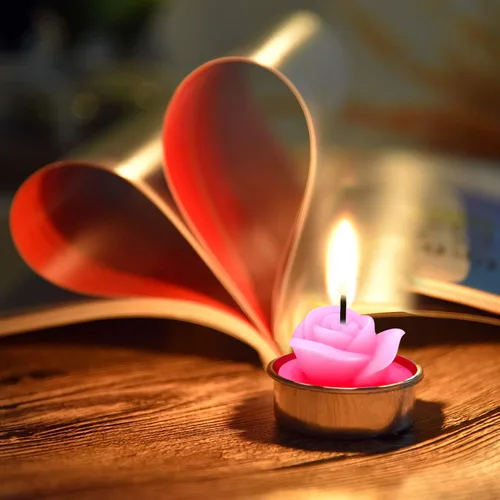 Vista 4 de TecUnite 12 velas de rosas hechas a mano, delicadas velas de rosas para San Valentín, spa, fiesta, boda, regalo para decoración del hogar (rosa)