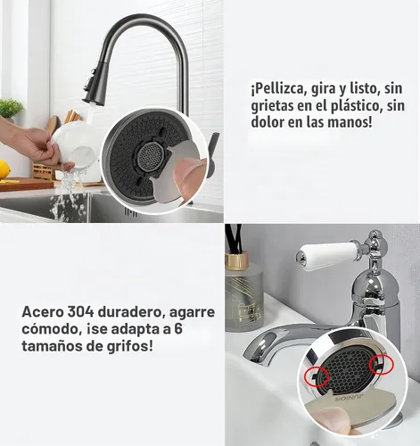 Vista 4 de Llave aireadora de grifo de acero inoxidable 304 mejorada 2025 – Ajuste universal para 6 tamaños (M16.5, M18.5, M21.5, M24, Junior, Regular)