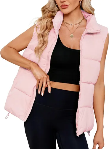 Vista 15 de Century Star Chaleco acolchado para mujer, ropa de abrigo, chaleco acolchado de gran tamaño 2024, chaquetas con bolsillos Negro