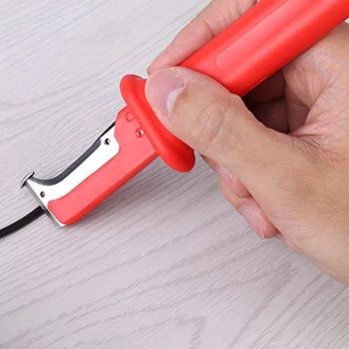 Vista 9 de Herramienta peladora de cuchillos para cables, cortador de cables con aislamiento eléctrico, cortador de mano con cubierta roja, cuchillo de cable