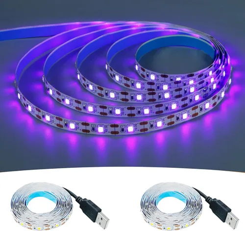 Vista 10 de Tira de luz LED roja USB 620-625nm 5V alimentada por USB, 13.12 pies/4M, 240 LED, flexible, SMD2835, de alto brillo, sin impermeabilidad, IP20