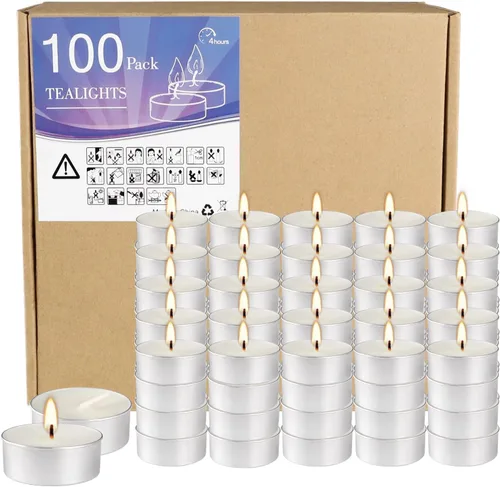 Vista 15 de Velas aromáticas de rosa rosa, paquete de 100 velas votivas gigantes a granel, juego de velas de té sin humo para el día de San Valentín