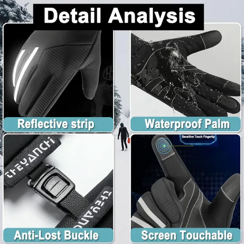 Vista 5 de Weitars Guantes de invierno para hombres y mujeres, guantes impermeables, guantes térmicos para el trabajo, guantes deportivos para correr