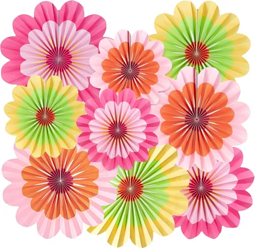 Vista 14 de SUNBEAUTY Abanicos de papel dorados y negros para fondo de fiesta de té, boda, primavera, cumpleaños, aula, baby shower, Halloween, decoración