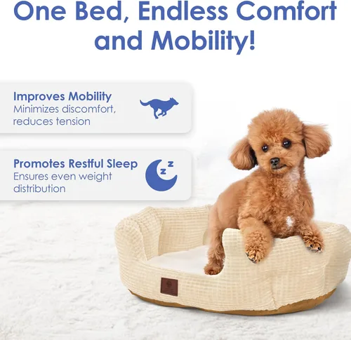 Vista 3 de American Kennel Club Cama para perro de 26 pulgadas, textura de palomitas de maíz, lavable, antideslizante, para perros medianos y grandes
