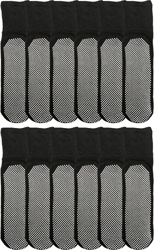 Vista 7 de Yacht & Smith 12 pares de calcetines negros antideslizantes para diabéticos con parte inferior de agarre suelto a granel al por mayor, calcetín