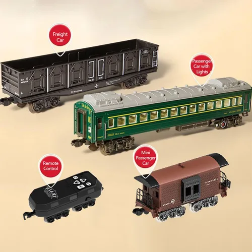 Vista 9 de Tren de Navidad eléctrico RC modelo con carro y pista larga, (modelo 62904B/versión de control remoto)
