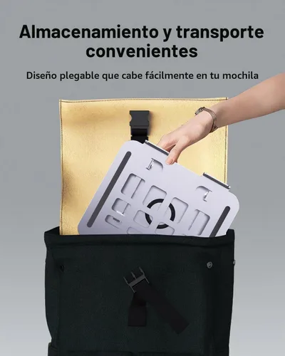 Vista 5 de Soporte para computadora portátil para escritorio, soporte ajustable giratorio para computadora, base de rotación de 360°, soporte ergonómico