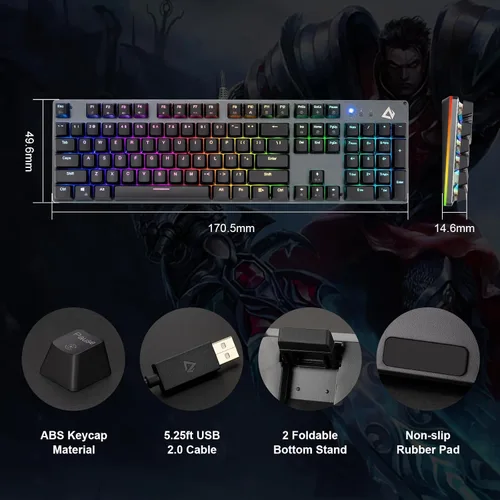 Vista 6 de CHONCHOW Teclado mecánico con cable para juegos, 98 teclas retroiluminado LED, 96% personalizado intercambiable en caliente con control de perilla