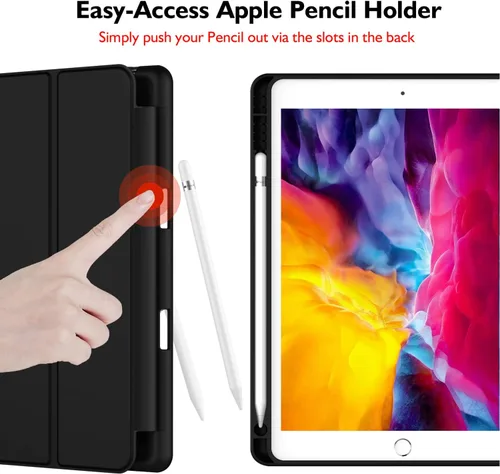 Vista 2 de iMieet Funda para iPad 9.7 (modelo 2018/2017, 6ª/5ª generación), funda inteligente con soporte para lápiz y parte trasera de silicona suave de piel