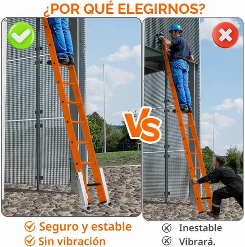Vista 5 de Par de niveladores de escalera para escalera extensible, nivelador de suelo de pata de escalera extensible ajustable, con poste de acero