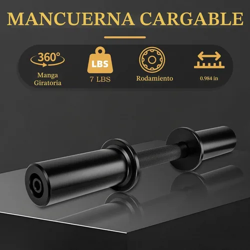 Vista 7 de Mancuernas olímpicas de 16 pulgadas, juego de barras de mancuernas cargables para platos estándar de 2 pulgadas, barras de peso con 2 pares