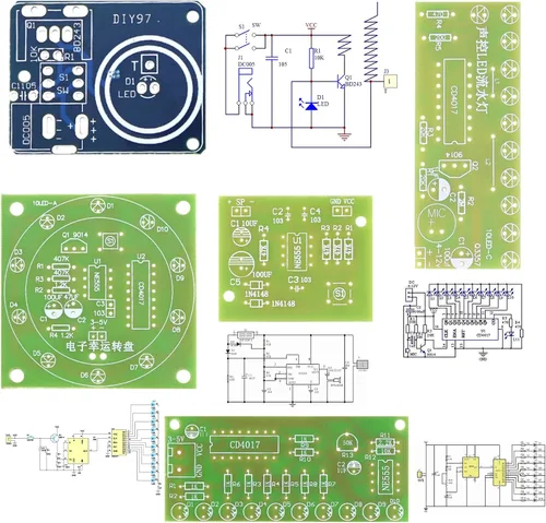 Vista 6 de Kit de Práctica de Soldadura 5 en 1 Mini Bobina Tesla Musical, Luz Fluida Enchufable, Timbre, Luz Fluida Activada por Sonido, y Rueda de Ruleta