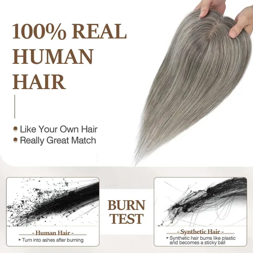 Vista 32 de Rich Choices Pelucas con topper de cabello para mujeres, cabello humano real 100% Remy, sin flequillo, para mujeres con adelgazamiento en la parte
