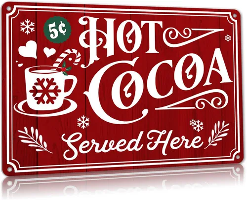 Vista 9 de Letrero de Chocolate Caliente – Accesorios de Barra de Cacao Caliente de Navidad – Decoraciones de Suministros de Estación de Cacao – Decoración
