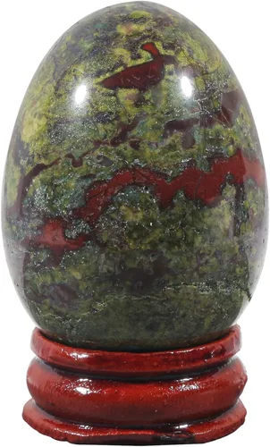 Vista 18 de Fekuar Figura de huevo de piedra, cristal curativo pulido, escultura de esfera de huevos de Pascua con soporte de madera, piedra de ojo de tigre